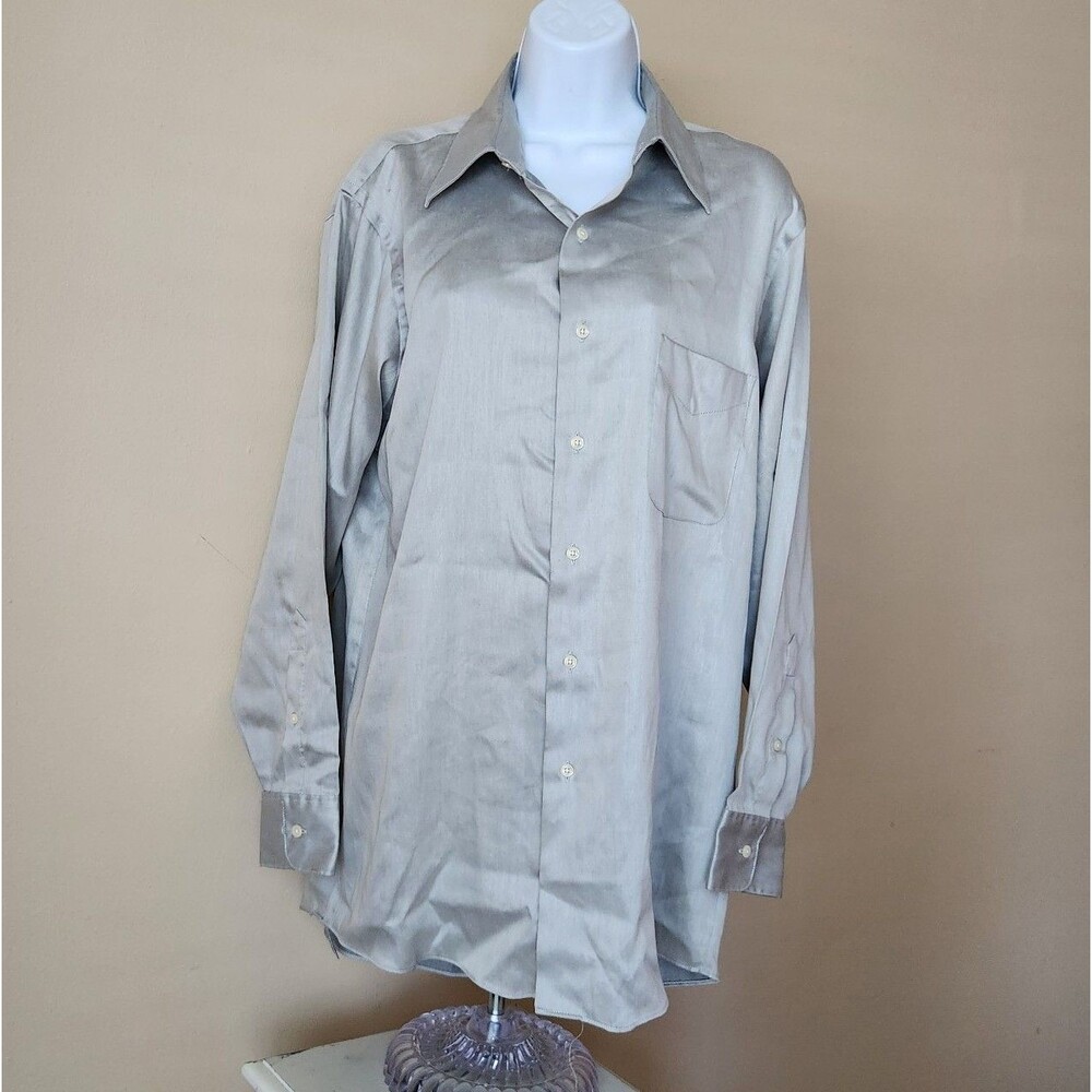 Geoffrey Beene Men's Sateen Button Down Dress Shirt, Medium 15 1/2 32/33